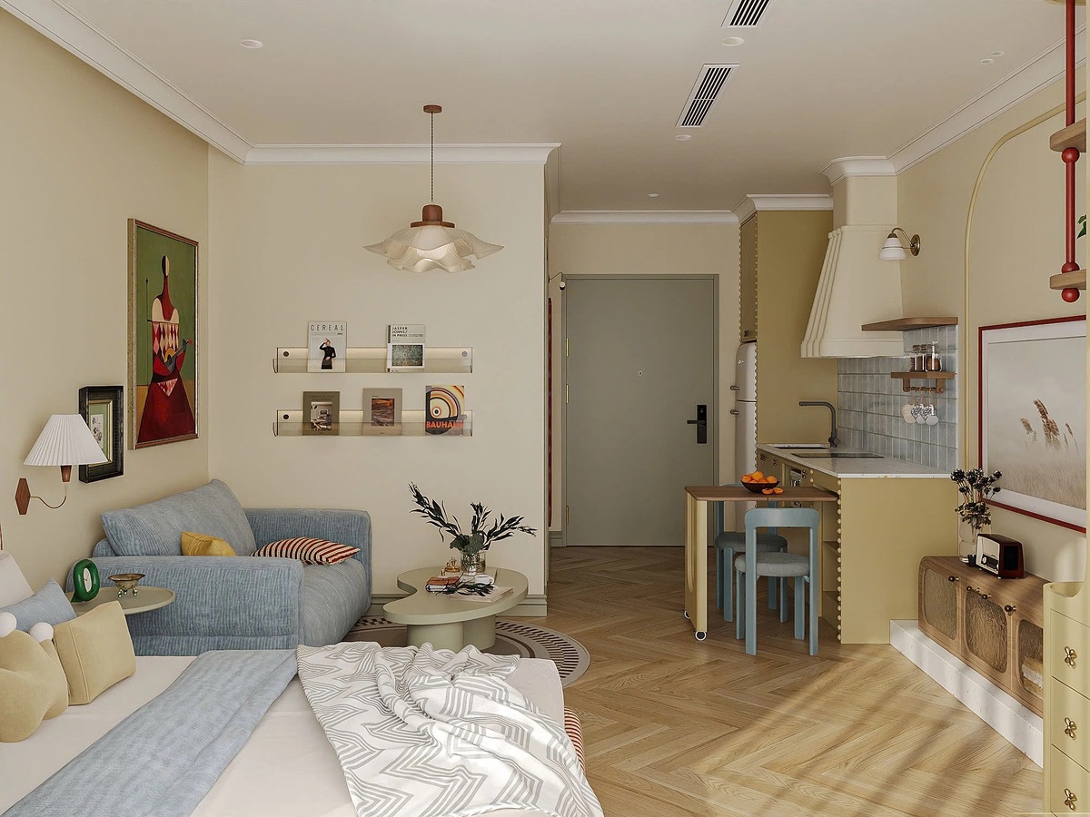 CĂN HỘ STUDIO CỦA CÔ GÁI ĐỘC THÂN NỔI BẬT VỚI SẮC VÀNG BƠ